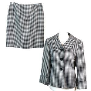 Isabella Demarco Black White Houndstooth Skirt Suit Peter Pan Swing Jacket 6